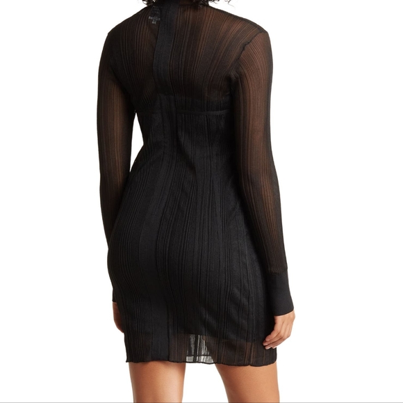 NWT Herve Leger medium black bandage dress with sheer sleeves - Picture 2 of 2